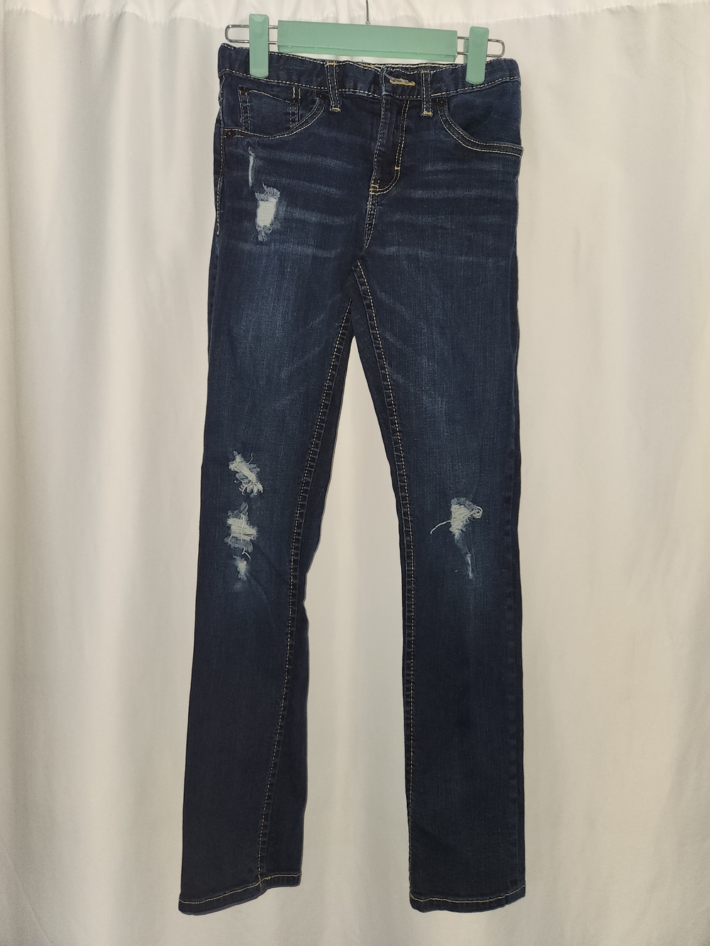 Levi's Dark Blue Distressed Straight-Leg Jeans #retro #shredded #rebel #classic
